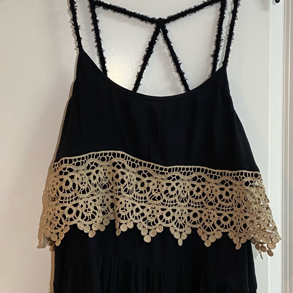 Free People Intimately Womens Sz XSmall Star Slip Crochet Black Boho Dress - Picture 5 of 16